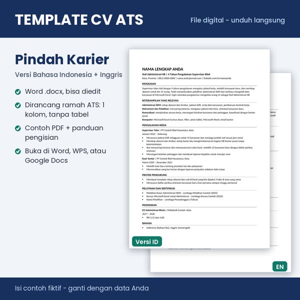 Pratinjau Template CV ATS Pindah Karier / Ganti Bidang Kerja